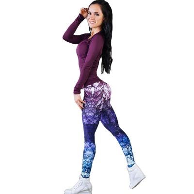 Китай Breathable High Waist Fitness Exercise Gym Workout Digital Print Leggings Yoga Women Sport Pants продается