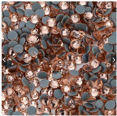 China Flatback Champagne Hot Fix Rhinestones Iron On Light Glass Stones Peach HotFix Strass Crystals For Clothes Glitter Decoration Design for sale