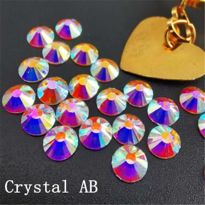 China Wholesale Flatback SS3-SS60 Multi Sizes Hot-fix Colored Round DMC Non Trade A Flatback AB Glass Crystal Rhinestone for sale