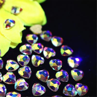 China Flatback gold back rhinestone for heart nail hotfix ab non crystal rhinestone nail accessory for sale