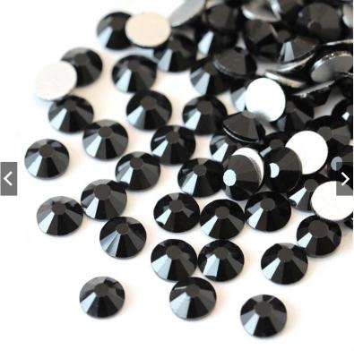 China Wholesale Ceramic Black Glass Nail Art Rhinestones Flatback Strass Jet Glue On Stones Hotfix Rhinestones Non For Nail Art Decorations for sale