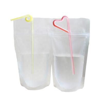 China Beverage factory direct cycle convenient pouch transparent packaging zipper zipper drink bag clearly for sale