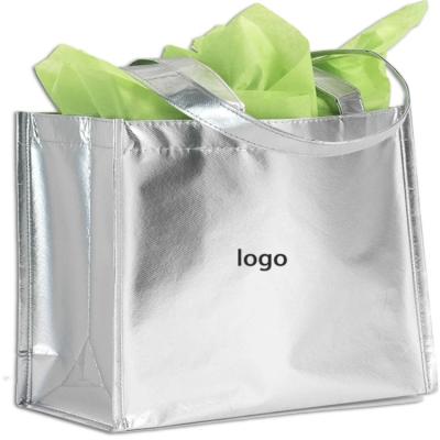 China New Arrival Metallic Laminated Nonwoven Promotion Eco-friendly Carrier Bags Aluminum Foil Money Shopping Tote Bag for sale