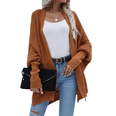 China Autumn And Winter Knitted Loose Knitted Loose Sweaters Breathable Solid Color Long Cardigan Sweaters For Ladies Cardigan for sale