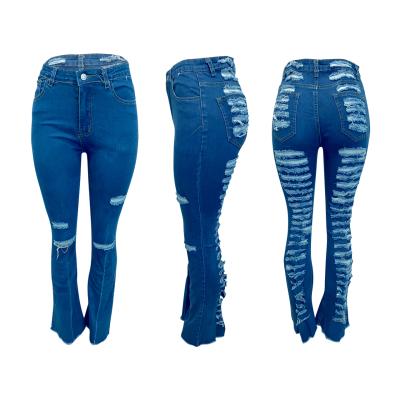 China Amazon Breathable Hot Sale Brushed Pour Femme Extremely Destroyed Wash Skinny Denim Plus Size Ripped Jeans Women for sale