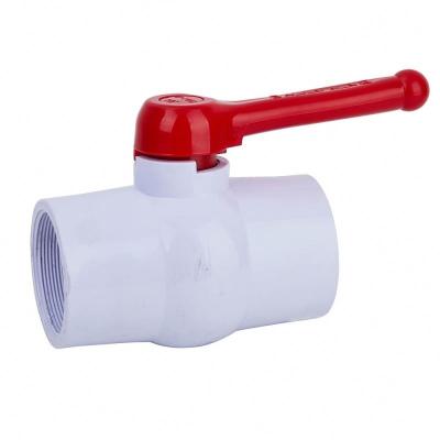 China 2020 General China Supplier PVC Compact Ball Valve Female Thread With Red Handle for sale