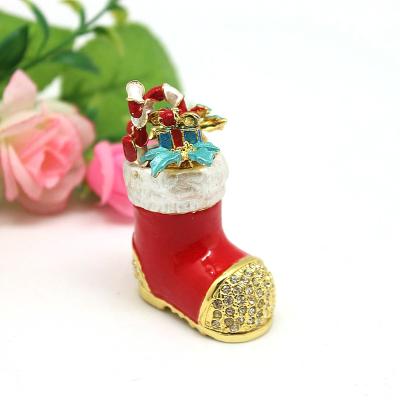 China Enamel Christmas Boots Gifts by Metal Christmas Gifts Boots Trinket Jewelry Gift Box Box for sale