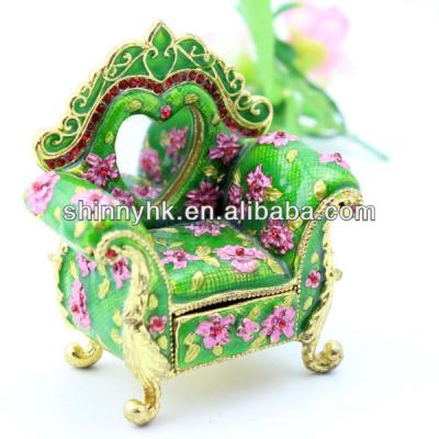 China Alloy Mini Sofa Trinket Mirrored Jewelry Box with Drawer SCJ449 for sale