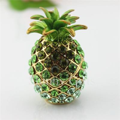 China Small Pink Metal Pineapple With Crystal Trinket Box Jewelry Wholesale Crystal Trinket Boxes for sale