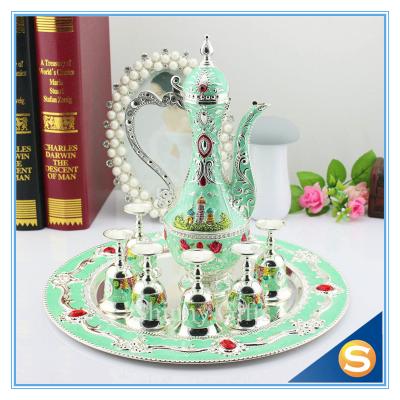 China Home Decorative Russian Style Wine Set Enamel Handmade Home Decorative Metal Trim Craft TXX for sale