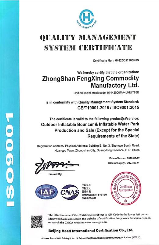 ISO9001 - Zhongshan Fengxing Daily Co., Ltd.