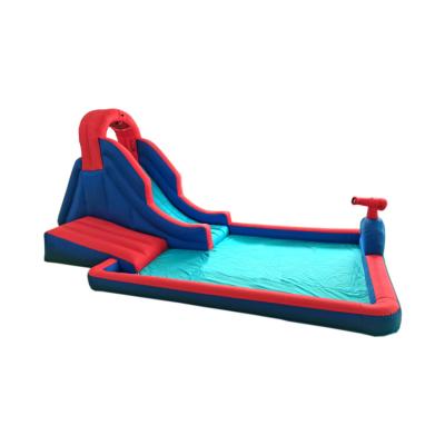 China Amusement Park Outdoor Inflatable Water Double Slide And Pool With Blower, Airflow Inflatable Water Slide Bouncer for sale