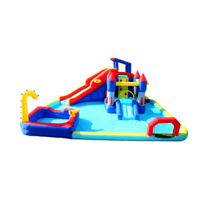 China China Wholesale Outdoor Amusement Park Custom Backyard Inflatable Water Slides Jumping House Splash Pool With Blower for sale