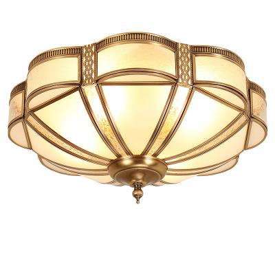 China Modern Modern Brass Glass Ceiling Light Led Round Living Room Multi Style Home Bedroom Chandelier Hotel Decor Copper Warm Light Lamp for sale