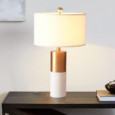 China Modern Marble Base Lamp Modern Bedroom Living Room Beside Table Lamp With White Fabric Shade for sale