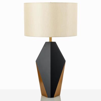 China Wholesale Modern Style Classic Black Gold Metal Living Room Table Lamp Bedroom Polygonal Bedside Table Lamp for sale