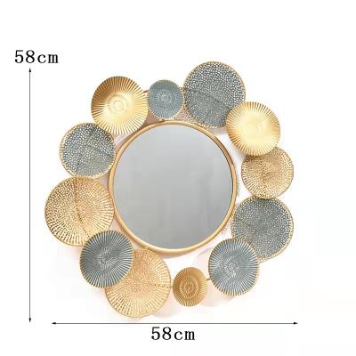 China New Design Minimalist Light Gold Wall Art Metal Paint 3D Hanging Home Mirror for sale