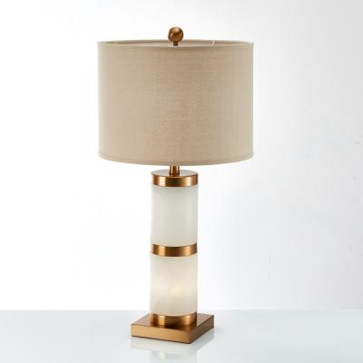 China Modern low modern brass bedside cover cloth marble bedside bedroom hotel decoration table lamp for sale