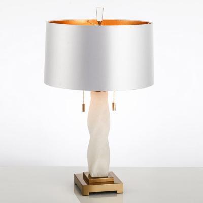 China Modern American style jade table lamp living room minimalist creative luxury marble natural white marble table lamp for sale