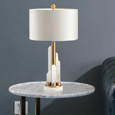 China Decorative Modern White Marble Bedside Table Lamp Modern Hotel Low Desk Lamp For Hotel Residence Display for sale