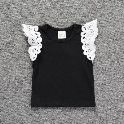 China 2021 New Fashion Girls Anti-Shrink Baby White Lace Trim Cotton Tank Tops Latest Clothes Tops For Girls for sale