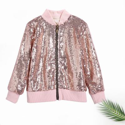 China 2021 NEW Wholesale Fashion Anti-wrinkle Coat For Girl Casual Zipper Jacket Sequins Baseball Coat for sale