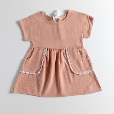 China 2021 New Lovely Girls Party Dresses Baby Splicing Viable Dresses Tie Princess Kids A Line Linen for sale