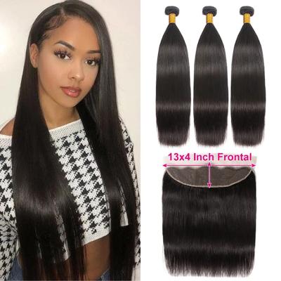 China Wholesale Good Quality Raw Brazilian Hair Straight Cuticle Aligned Top Grade Straight Bundles With Frontal Remy Hair 100 Hair for sale