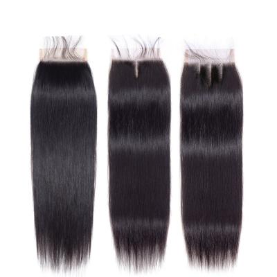 China Good Quality Straight 4*4 Lace Closure Free/Middle Transparent Color Woman/Three Part Swiss Lace Remy Brazilian Hair Lace Closures For for sale