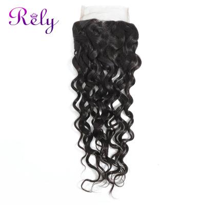 China Free/Medium/Three Part 8-20 Inch Remy Brazilian Human Hair For Natural Color Women Hair 4x4 Water Wave Lace Closure for sale