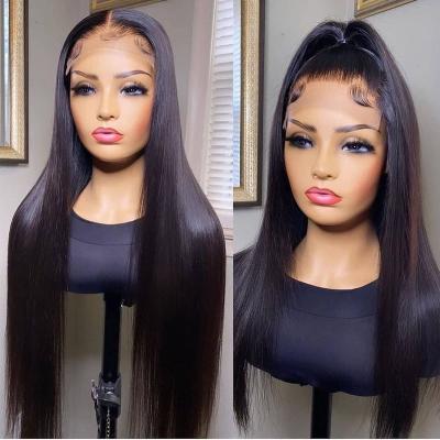 China Straight Transparent Lace Wigs For Cheap Peruvian Human Hair 4x4 13x4 Bone Color Women Hair Straight Lace Front Closure Wig for sale