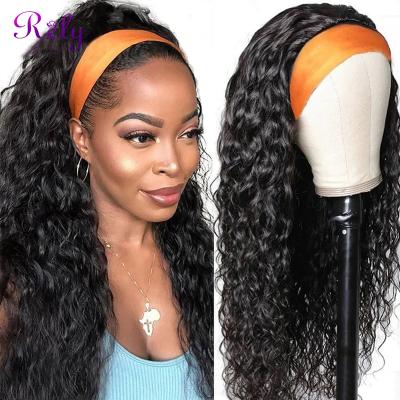 China Water Wave Headband Water Hair Wigs Water Wave Machine Made Glueless Water Wave Full For Color Women Curly Hair Wig With Headband Wig for sale