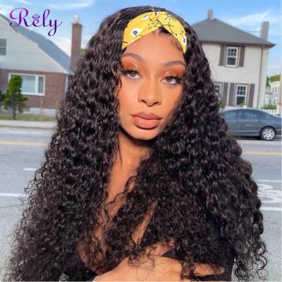 China Deep Wave Remy Hair Wigs Deep Wave Headband Wig For Brazilian Curly Remy Full Machine Color Women Headband Glueless Hair Wig for sale