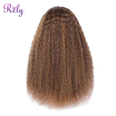 China 4/27 Ombre Glueless Machine Full Hair Wigs Good Quality Curly Kinky Curly Highlight Hairband Ombre Glueless Machine Curly Wigs For Woman for sale