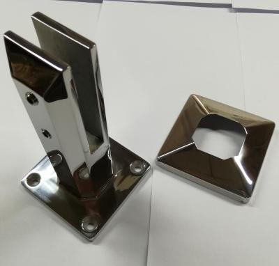 China New Design Heavy Duty Square Style Stainless Steel Large Frameless Glass Clamp 49*49.5*185mm With Base Plate And Lid for sale