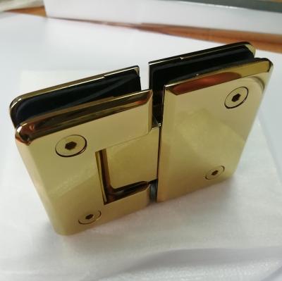 China 180 Degree Glass To Full Gold Glass Color Solid Hinge Style 180 Degree Brass Shower Hinge for sale