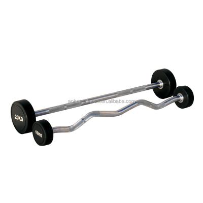 China Anti-Slip Fixed E-Z Loop PU Weight Lifting Barbell for sale