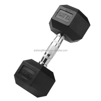 China Durable Professional Rubber Hex Dumbbell Set With Rack for sale