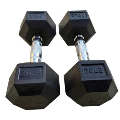 China Supplier Direct Rubber Covered Gym Dumbbell Hex Rubber Dumbbells for sale