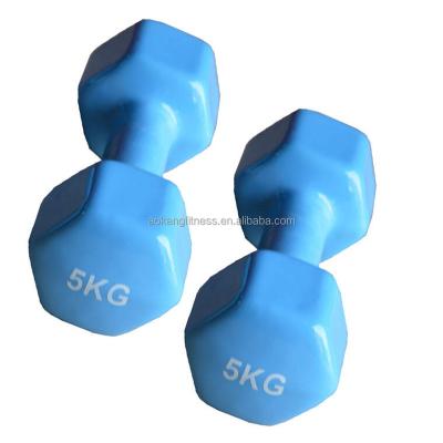 China Durable Colorful 10 Kg Vinyl Dumbbell Set for sale