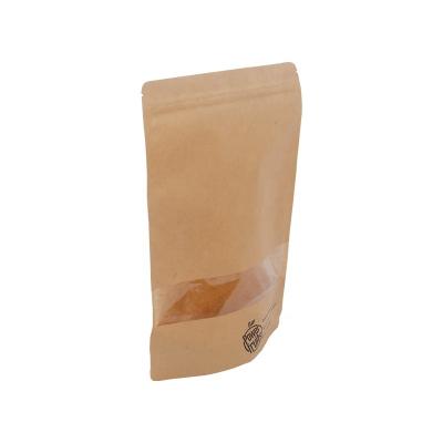 China Recyclable Biodegradable Natural Kraft Paper Cereal Packaging Bag With Zip And Window for sale