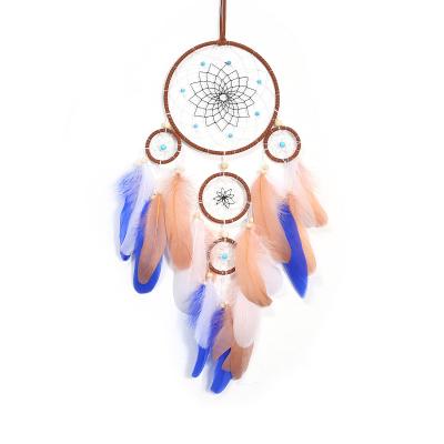 China Product minimalist hot sale decoration-handmade traditional wind rings hanging feather dreamcatcher for sale