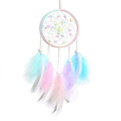 China Best price minimalist wall hanging decoration handmade crafts ornament dreamcatcher with feathers for sale