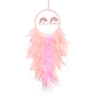 China Wholesale Decoration Girl Home Dream Catcher China Feather Gift Favorite Catcher With Led for sale