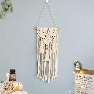 China Europe Wholesale Hand Weaving Creative Cotton Tassel Tapestry Catcher Dreamy Macrame Wall Hanging for sale