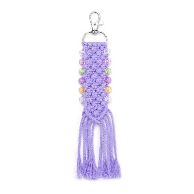 China China Factory Supply Wholesale Hot Sale Cotton Rope Woven Key Chain With Beads for sale