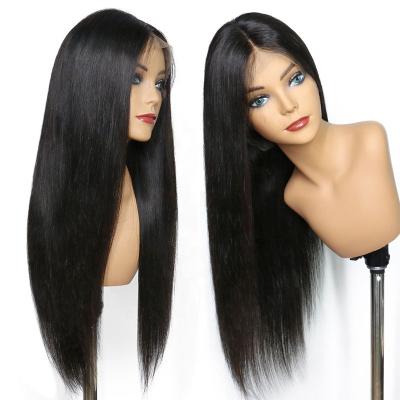 China Body Wave 180% Natural Black Human Virgin Lace Front Wigs For Women Long Wig With Middle Part for sale