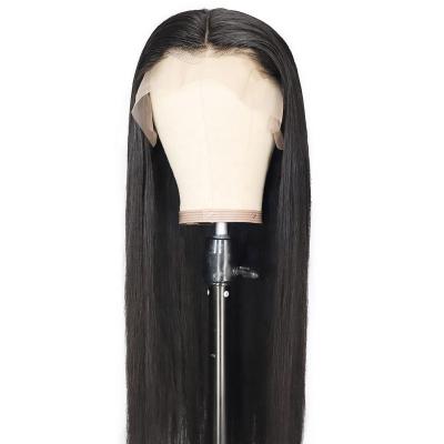 China King Beauty Hair Virgin Remy Swiss Lace Frontal Wig 13*4 Straight Transparent Lace Wig Natural Black Color Hair Wigs for sale