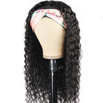 China Hot Selling Remy Brazilian Virgin Human Hair Wholesale Deep Wave Women Black Hairband Natural Wigs Deep Wave Closure Wig for sale