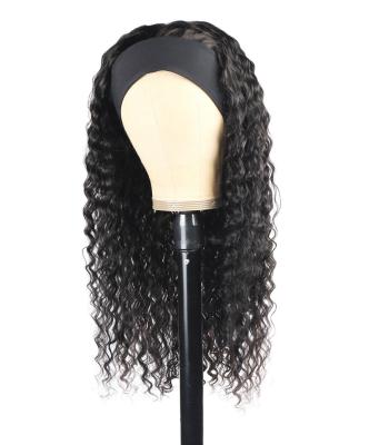 China Body Wave King Beauty Hair Natural Color Easy Wear Glueless No Lace 12A Remy Brazilian Deep Wave Virgin Headband Wig Wholesale Hair for sale